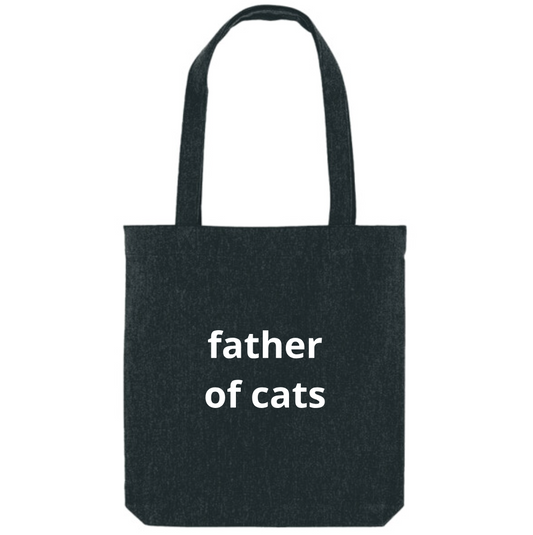 Tote met humoristische tekst “Father of Cats” voor kattenliefhebbers