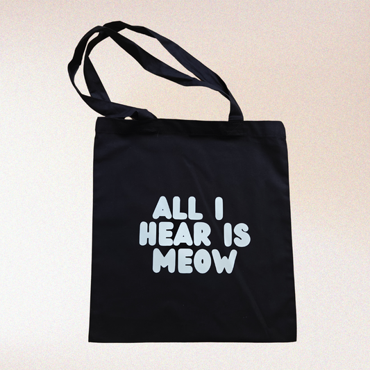 Minimalistische katoenen tas met grappige kattenquote