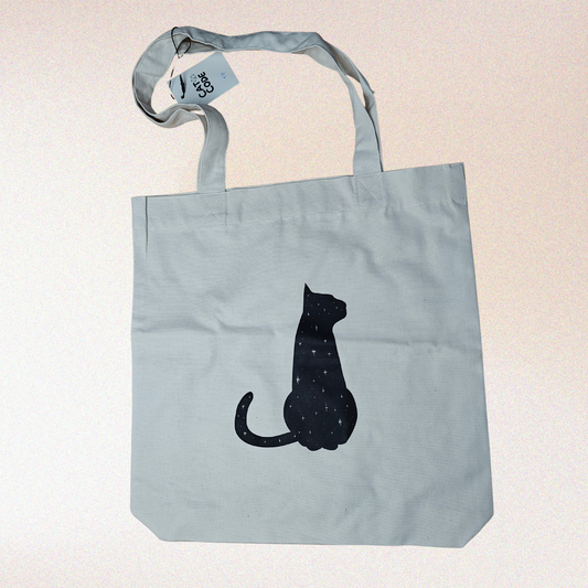 Duurzame tas met mystieke kattenprint in zwart en wit