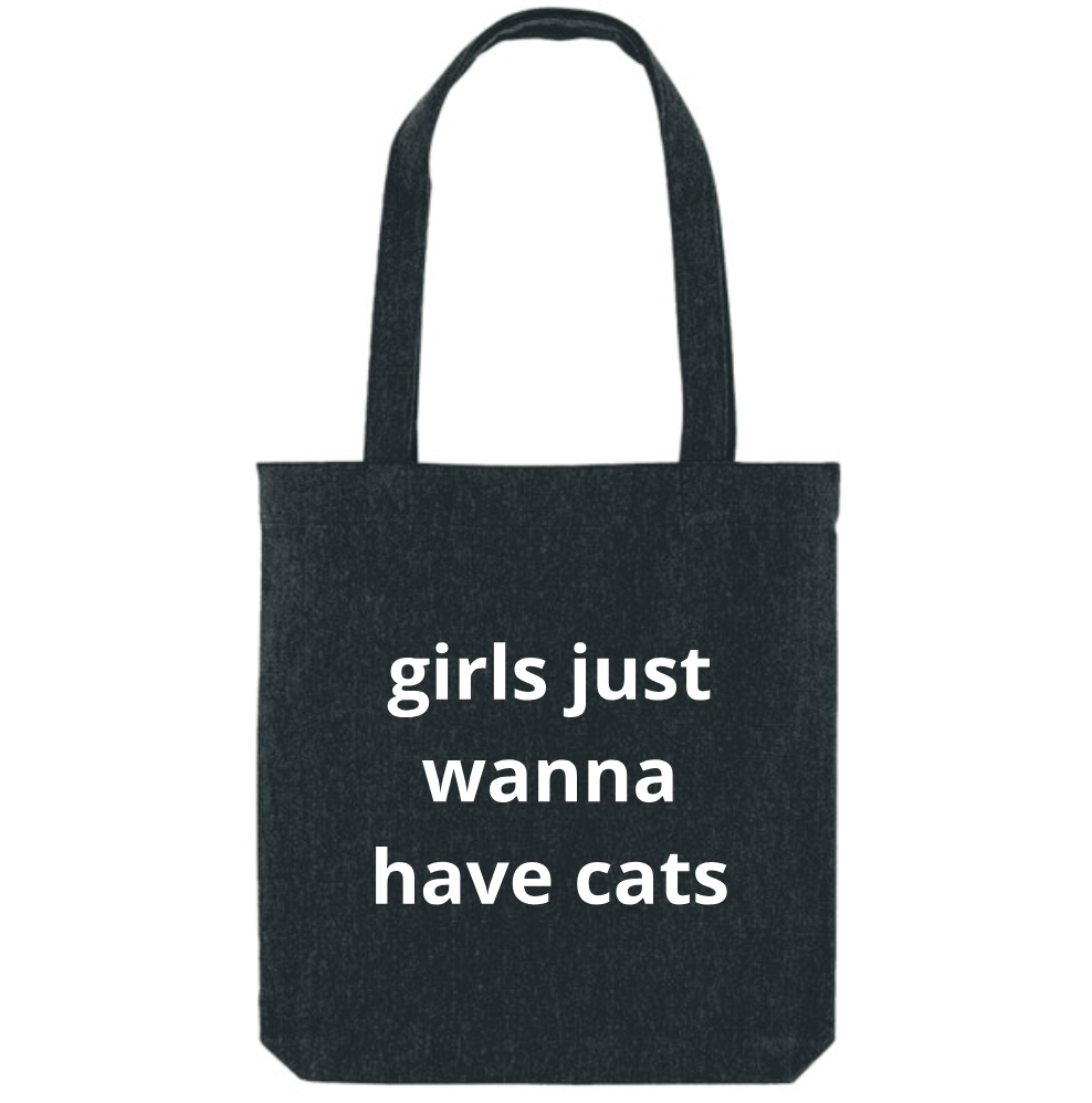 Totebag met tekst “Girls Just Wanna Have Cats”, kattenversie van de hit