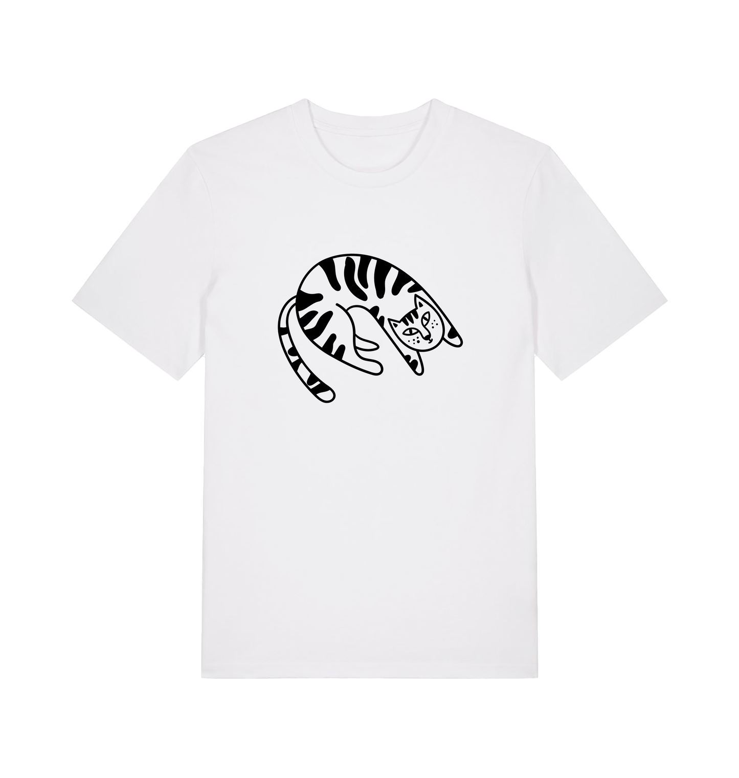 Grappig wit T-shirt met “My Cat Has My Back” en kattenprint op de rug. Comfortabel, duurzaam en perfect voor kattenliefhebbers.