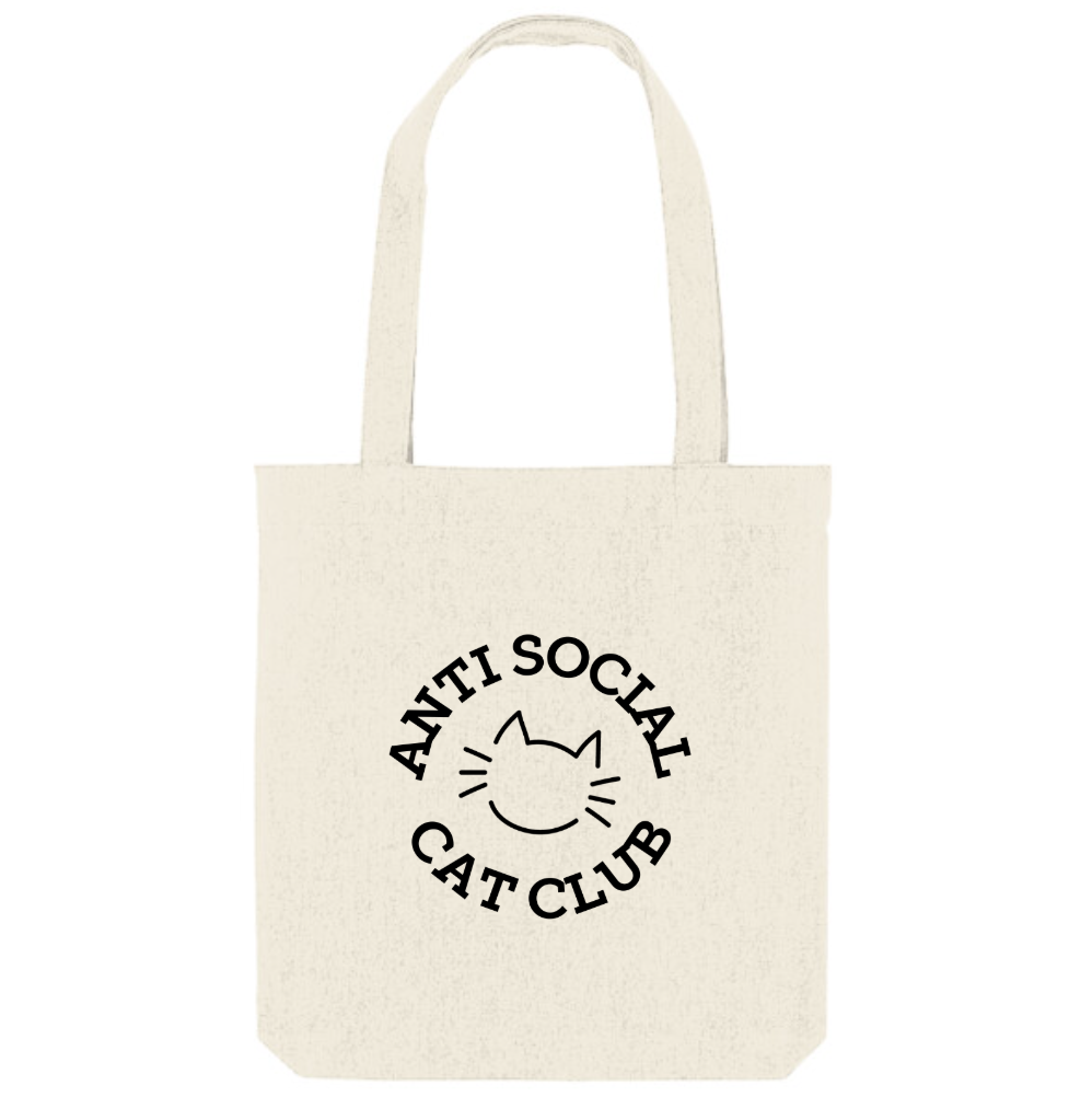 Zwarte katoenen tas met humoristische boodschap voor cat lovers