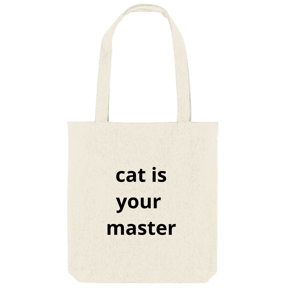 Katoenen witte tote met dominante kattenquote: Cat is your master

