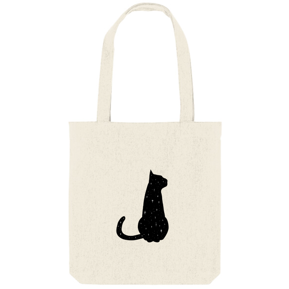 Katoenen tote met illustratie van kat in sterrenhemelstijl

