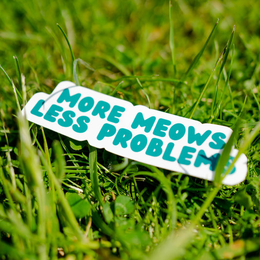 Sticker voor de kattenfans dat leest, more meows less problems

