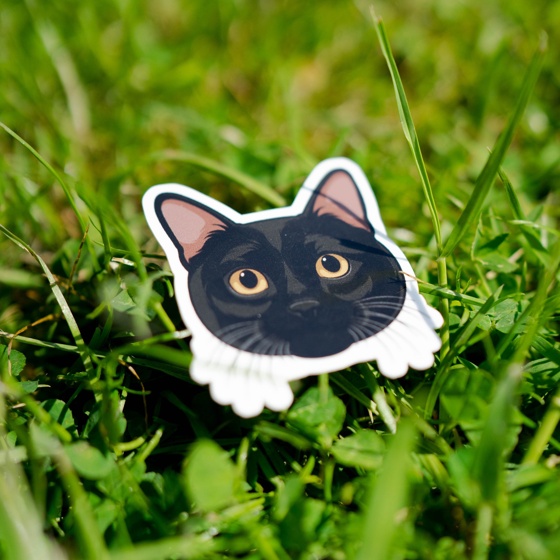 Sticker van een zwarte kat met een mysterieus en stijlvol design, perfect voor kattenfans

