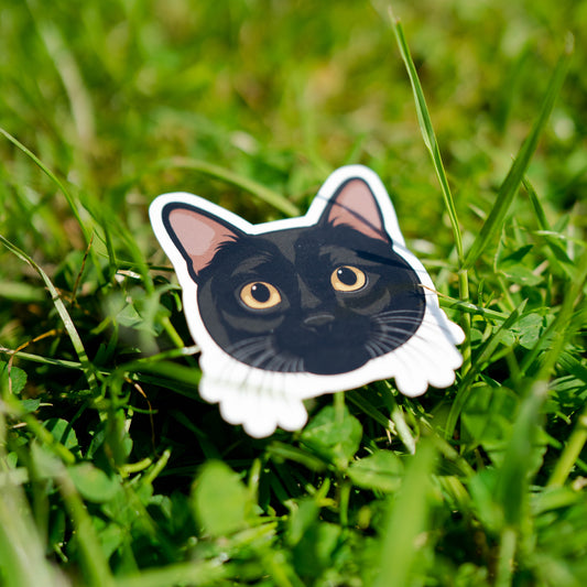 Sticker van een zwarte kat met een mysterieus en stijlvol design, perfect voor kattenfans

