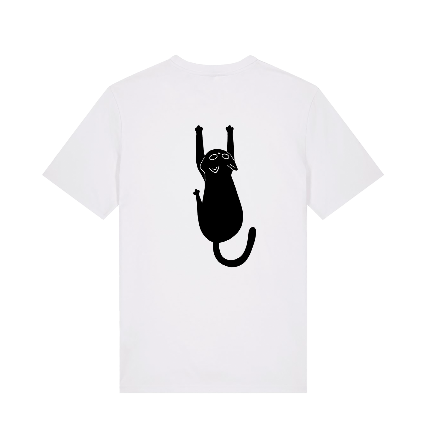 White Unisex T-shirt with writing My Cat Has My Back and illustration of cat on the back