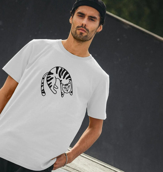 Grappig wit T-shirt met “My Cat Has My Back” en kattenprint op de rug. Comfortabel, duurzaam en perfect voor kattenliefhebbers.
