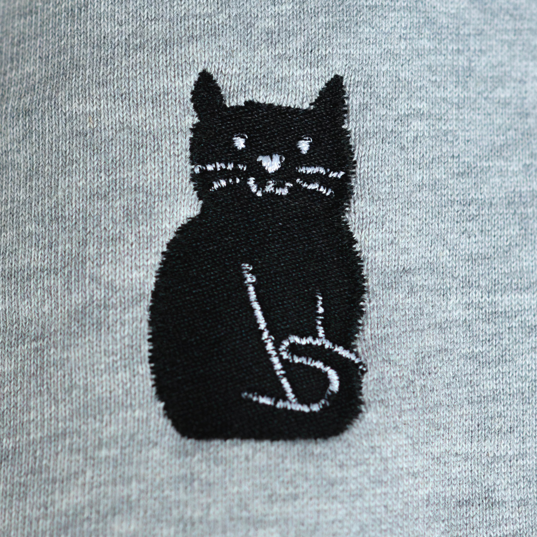 Unisex Sweater Embroidered Black Cat