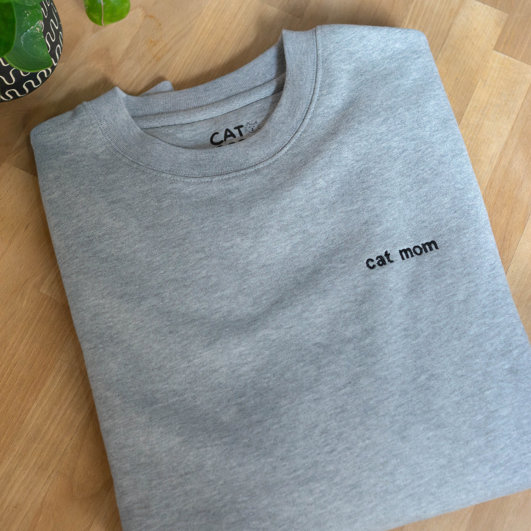 Unisex Sweater Embroidered Cat Mom