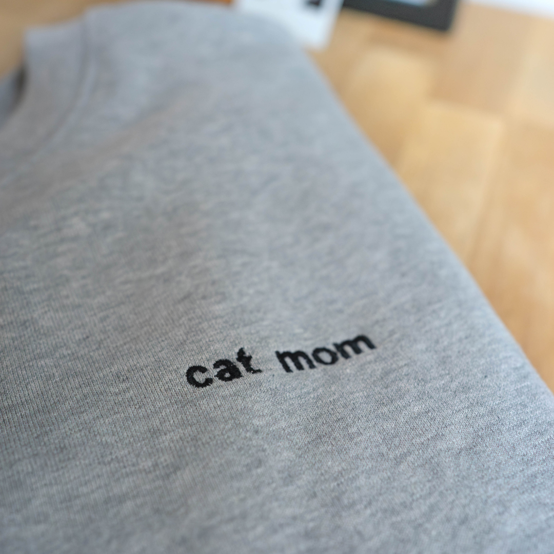 Unisex Sweater Embroidered Cat Mom