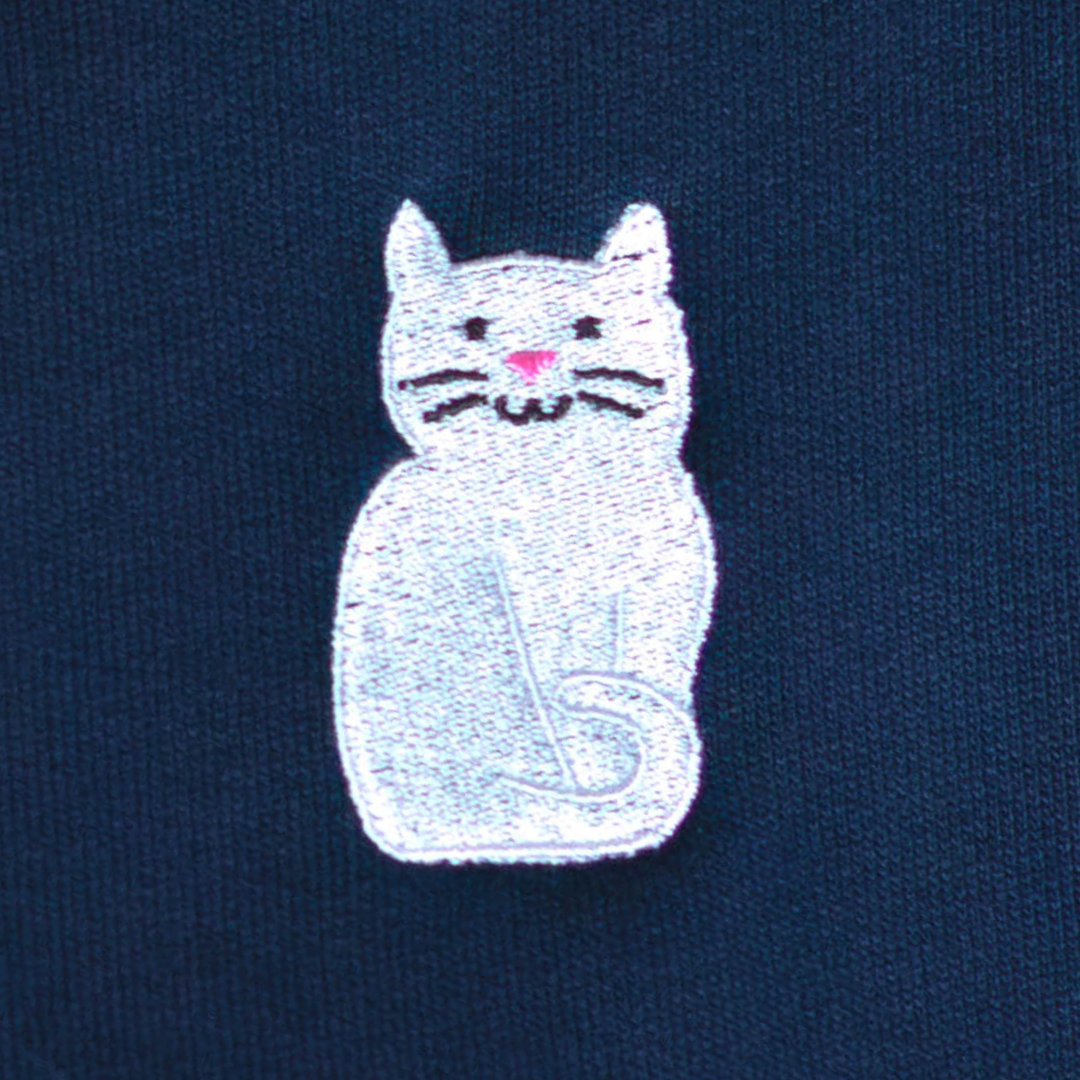 Unisex Sweater Embroidered Grey Cat