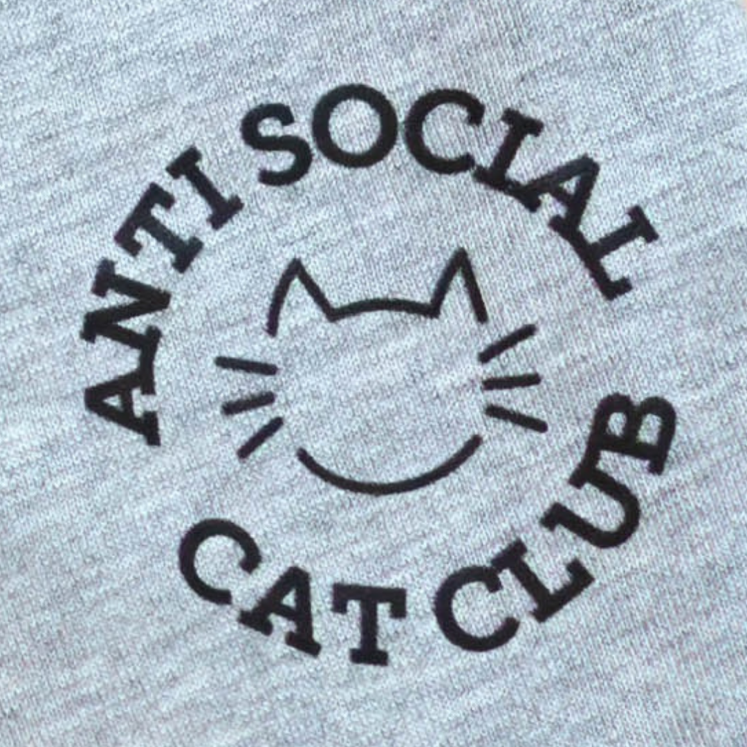 Unisex Cat Tshirt Anti Social Cat Crew